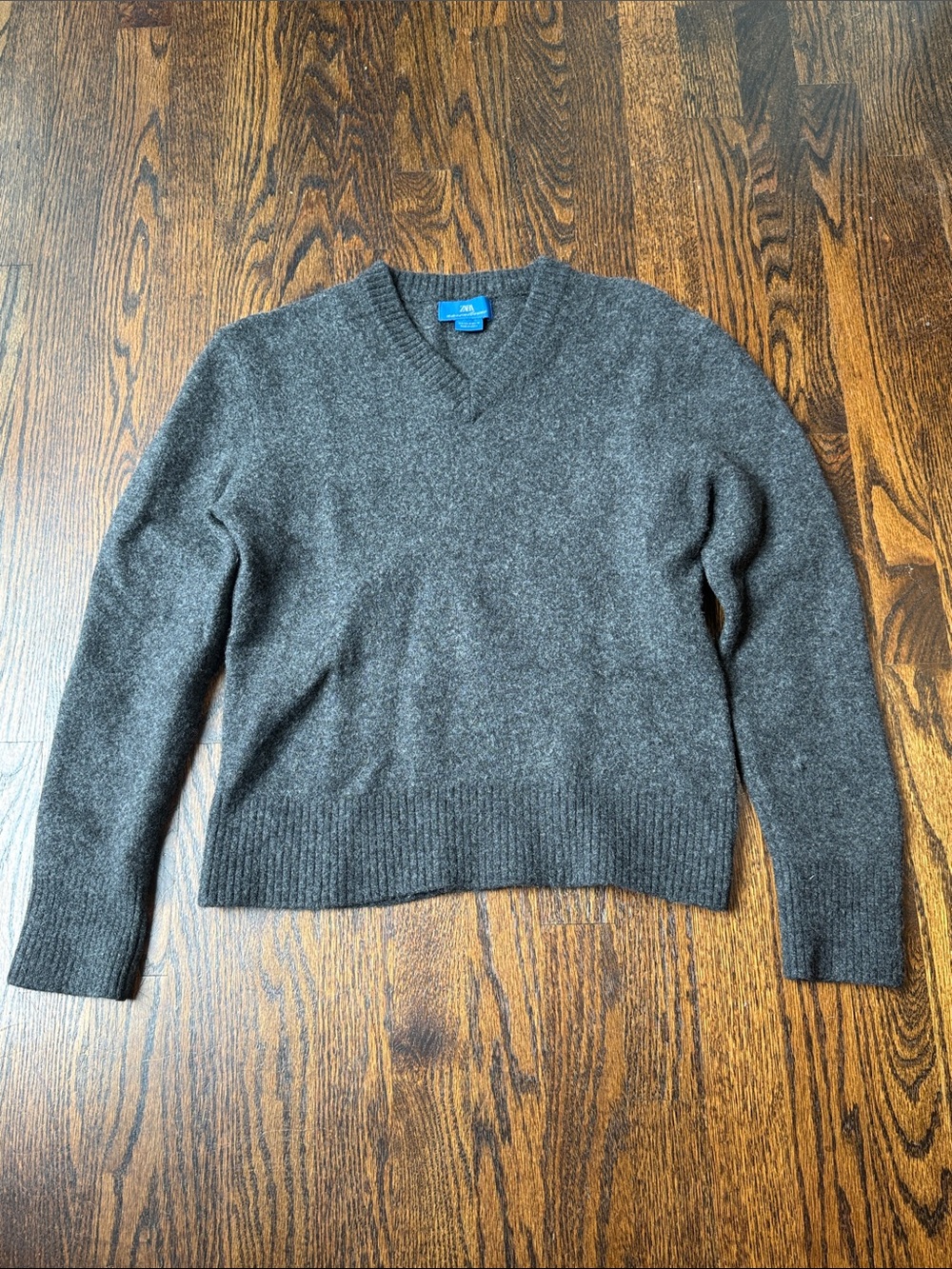 Zara V-Neck Gray Wool Sweater